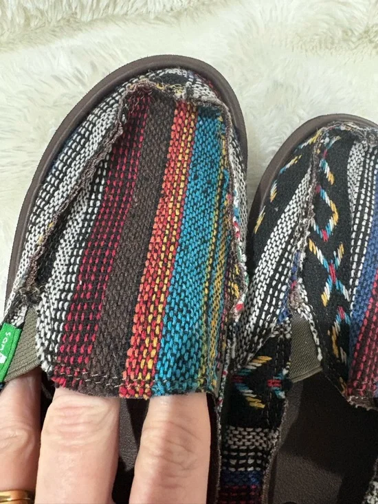Sanuk Multicolor Striped Woven Moccasin Shoes - Picture 6 of 7